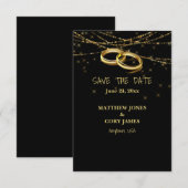 Gay Sparging Lights en Gold Wedding Rings Save The Date (Voorkant / Achterkant)