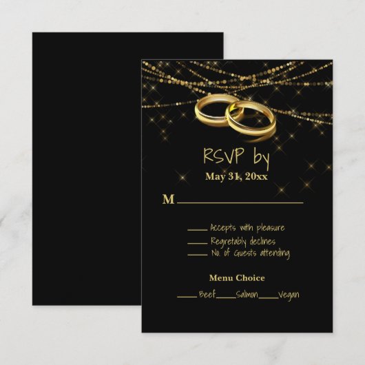 Gay sprankelende lichten en gouden trouwringen RSV Save The Date (Voorkant / Achterkant)