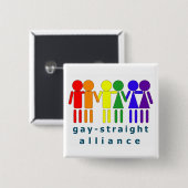 Gay Straight Aliiance Vierkante Button 5,1 Cm (Voorkant /achterkant)