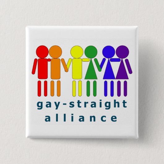 Gay Straight Aliiance Vierkante Button 5,1 Cm (Voorkant)