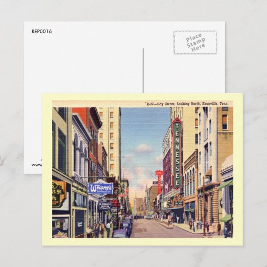 Gay Street, Knoxville, Tennessee Vintage Briefkaart (Voorkant / Achterkant)
