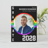 Gay Student Pride Rainbow Graduation Announcement Kaart (Staand voorkant)