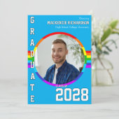 Gay Student Pride Rainbow Graduation Announcement Kaart (Staand voorkant)