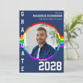 Gay Student Pride Rainbow Graduation Announcement Kaart (Staand voorkant)