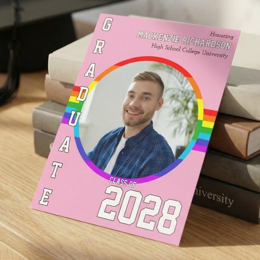 Gay Student Pride Rainbow Graduation Announcement Kaart