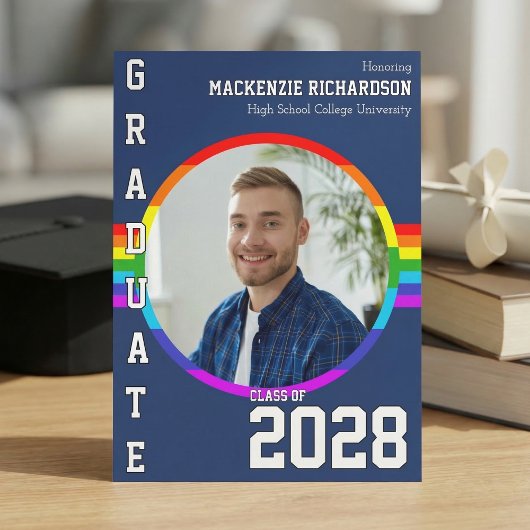 Gay Student Pride Rainbow Graduation Announcement Kaart