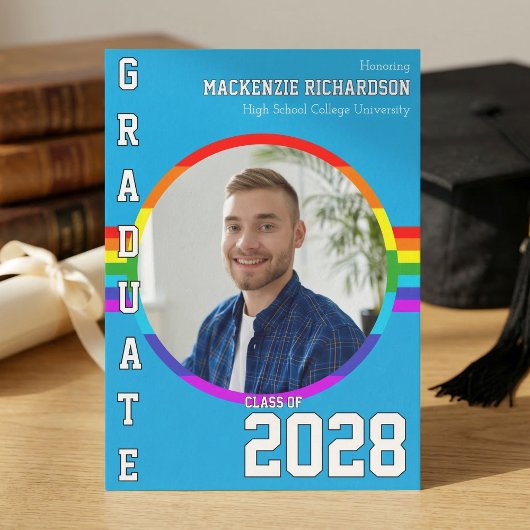 Gay Student Pride Rainbow Graduation Announcement Kaart