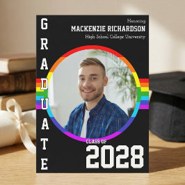 Gay Student Pride Rainbow Graduation Announcement Kaart