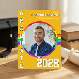Gay Student Pride Rainbow Graduation Announcement Kaart