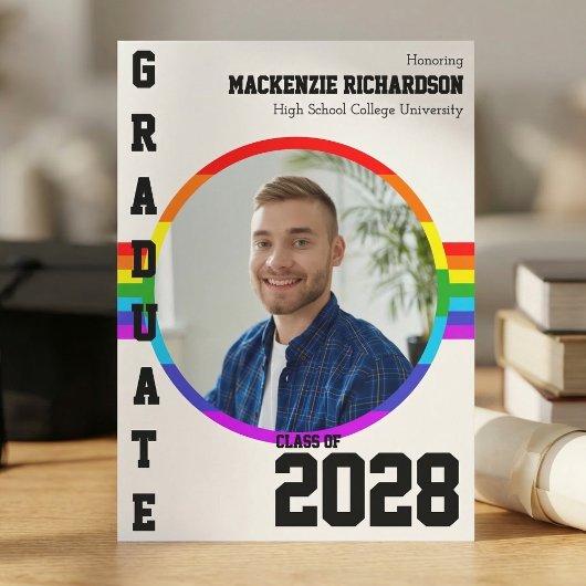 Gay Student Pride Rainbow Graduation Announcement Kaart