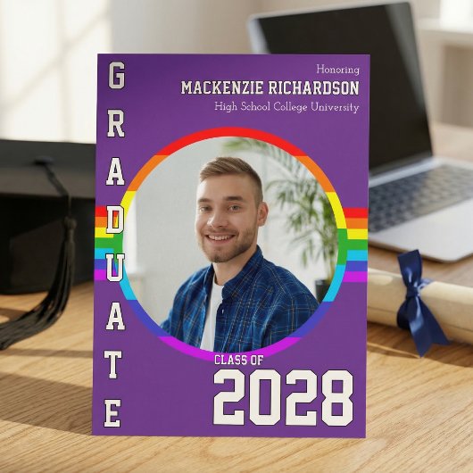 Gay Student Pride Rainbow Graduation Announcement Kaart