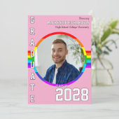 Gay Student Pride Rainbow Graduation Announcement Kaart (Staand voorkant)