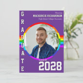 Gay Student Pride Rainbow Graduation Announcement Kaart (Staand voorkant)