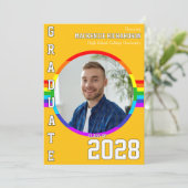 Gay Student Pride Rainbow Graduation Announcement Kaart (Staand voorkant)
