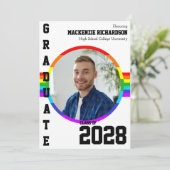 Gay Student Pride Rainbow Graduation Announcement Kaart (Staand voorkant)