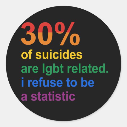 Gay Suicide - Ik weiger een statistiek te zijn Ronde Sticker (Voorkant)