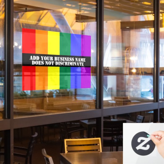 Gay Support voor ons bedrijf discrimineert niet Raamsticker (Restaurant Raam)