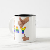 Gay Thumbs omhoog Tweekleurige Koffiemok (Voorkant links)