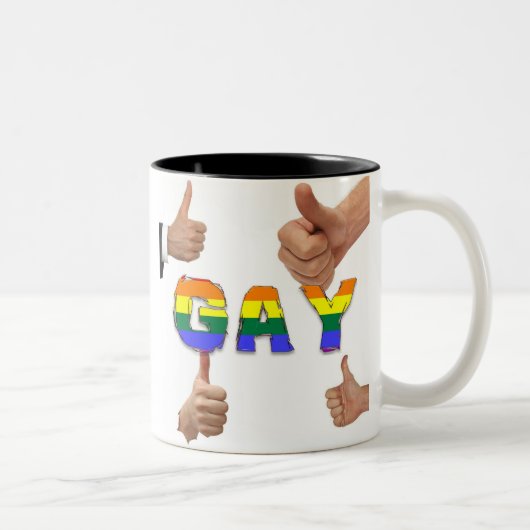 Gay Thumbs omhoog Tweekleurige Koffiemok (Rechts)