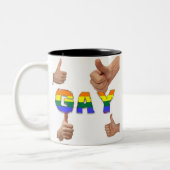 Gay Thumbs omhoog Tweekleurige Koffiemok (Links)