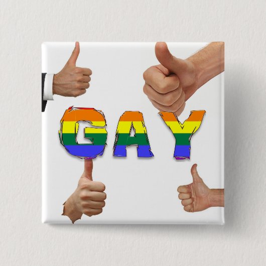 Gay Thumbs omhoog Vierkante Button 5,1 Cm (Voorkant)