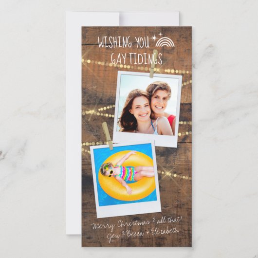 "Gay Tidings" LGBT 2-Photo Holiday Kaart (Voorkant)