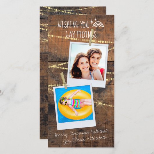 "Gay Tidings" LGBT 2-Photo Holiday Kaart (Voorkant / Achterkant)