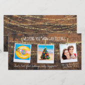 "Gay Tidings" LGBT 3-Photo Holiday Kaart (Voorkant / Achterkant)