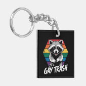 Gay Trash Raccoon LGBTQ Pride Vintage Sleutelhanger (Voorkant Links)