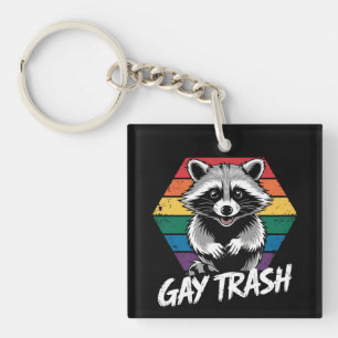 Gay Trash Raccoon LGBTQ Pride Vintage Sleutelhanger