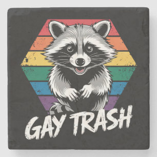 Gay Trash Raccoon LGBTQ Pride Vintage Stenen Onderzetter