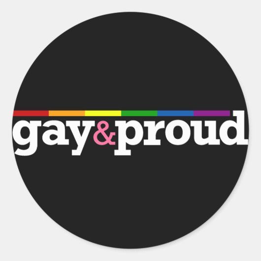 Gay & trotse Ronde Zwarte Sticker (Voorkant)