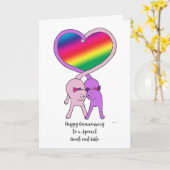 Gay Tunt & Wife Jubileum Rainbow Cats Kaart (Gele Bloem)