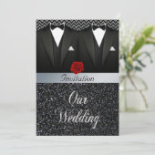 Gay Tuxedo bruiloft uitnodiging (Staand voorkant)