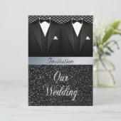 Gay Tuxedo bruiloft uitnodiging (Staand voorkant)