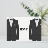 Gay Tuxedo Wedding Invitation RSVP (Staand voorkant)