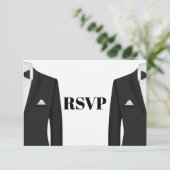 Gay Tuxedo Wedding Invitation RSVP Kaartje (Staand voorkant)