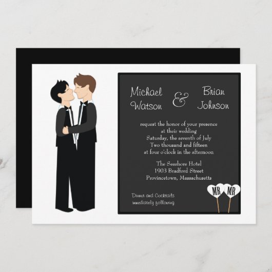 Gay Tuxedo Wedding Uitnodiging (Voorkant / Achterkant)