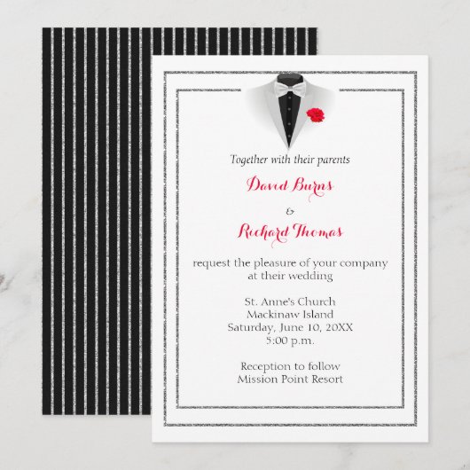 Gay Tuxedo Wedding Uitnodiging (Voorkant / Achterkant)