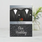 Gay Tuxedo Wedding Uitnodiging (Staand voorkant)