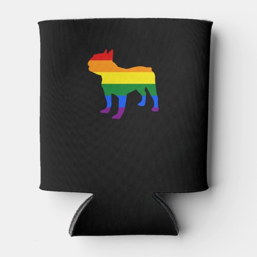 gay vader gay mam franse bulldog regenboog vlag blikjeskoeler (Voorkant)