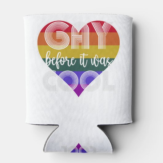 Gay voor het de cool retro regenboogpride was blikjeskoeler (Achterkant)
