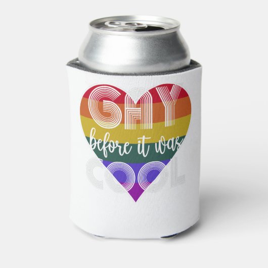 Gay voor het de cool retro regenboogpride was blikjeskoeler (Blikje Achterkant)