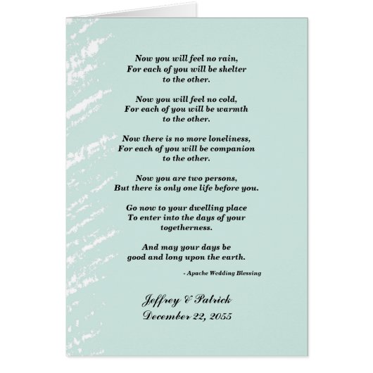 Gay Wedding, Apache Blessing, Blue Green (Voorkant)