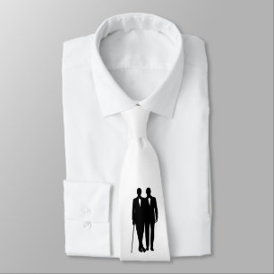 Gay Wedding Black en White Grooms Stropdas