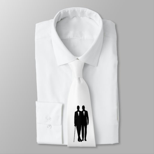 Gay Wedding Black en White Grooms Stropdas (Gebonden)