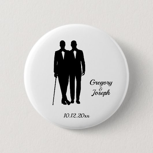Gay Wedding Black en White Ronde Button 5,7 Cm (Voorkant)