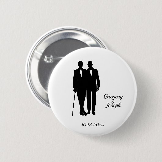 Gay Wedding Black en White Ronde Button 5,7 Cm (Voorkant /achterkant)