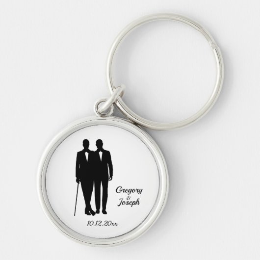 Gay Wedding Black en White Sleutelhanger (Voorkant)