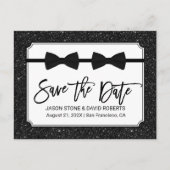 Gay Wedding Bow Stropdassen Black Glitter Save the Aankondigingskaart (Voorkant)